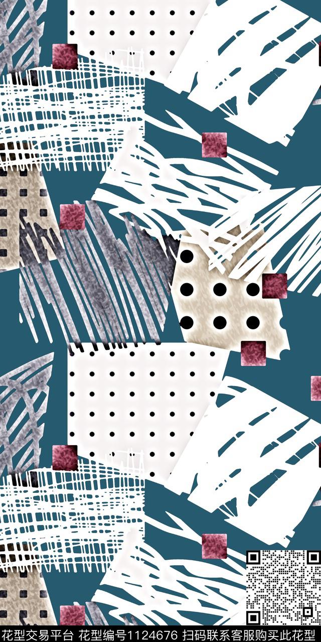 数码华亿平台几何抽象数码印花华亿平台下载（图片编号: 1124676） - 瓦栏（Walan）