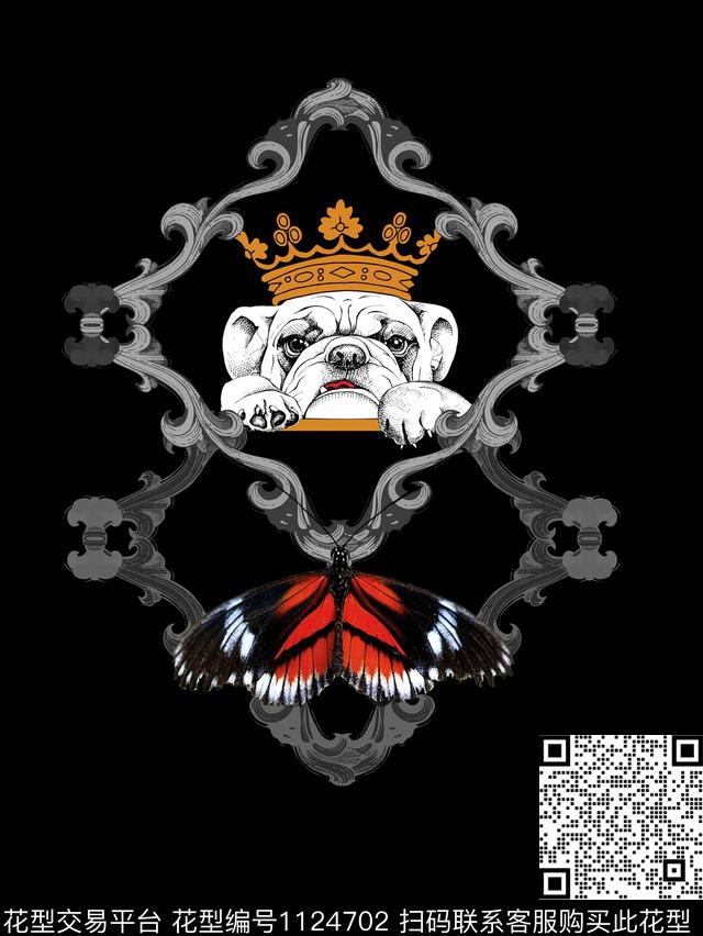 潮牌蝴蝶狗数码印花华亿平台下载（图片编号: 1124702） - 瓦栏（Walan）