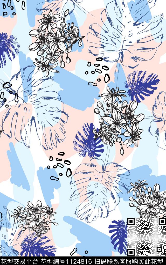 数码华亿平台几何抽象数码印花华亿平台下载（图片编号: 1124816） - 瓦栏（Walan）