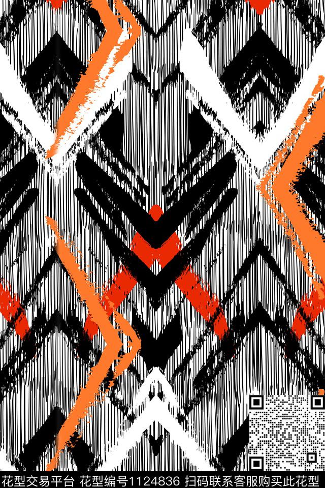 纹理线条手绘数码印花华亿平台下载（图片编号: 1124836） - 瓦栏（Walan）