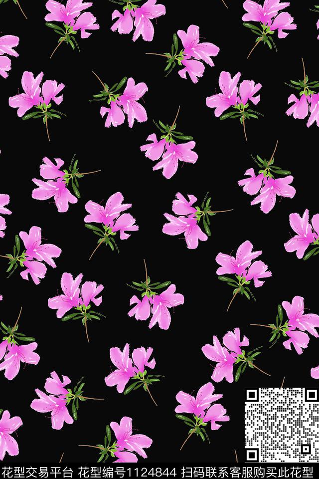 淑女花卉大花数码印花华亿平台下载（图片编号: 1124844） - 瓦栏（Walan）