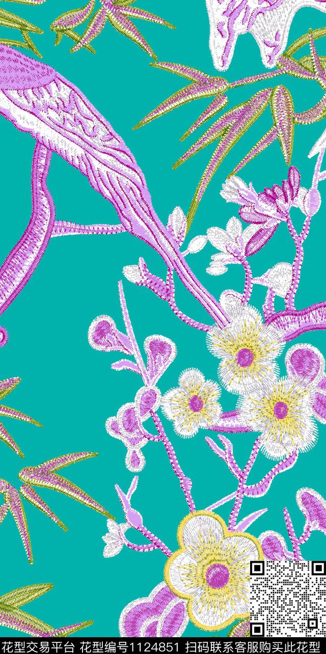 花卉花鸟大牌风传统印花华亿平台下载（图片编号: 1124851） - 瓦栏（Walan）
