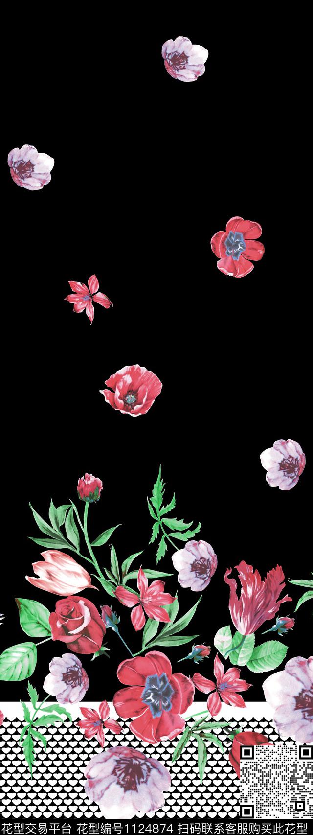 花卉大牌风定位花传统印花华亿平台下载（图片编号: 1124874） - 瓦栏（Walan）