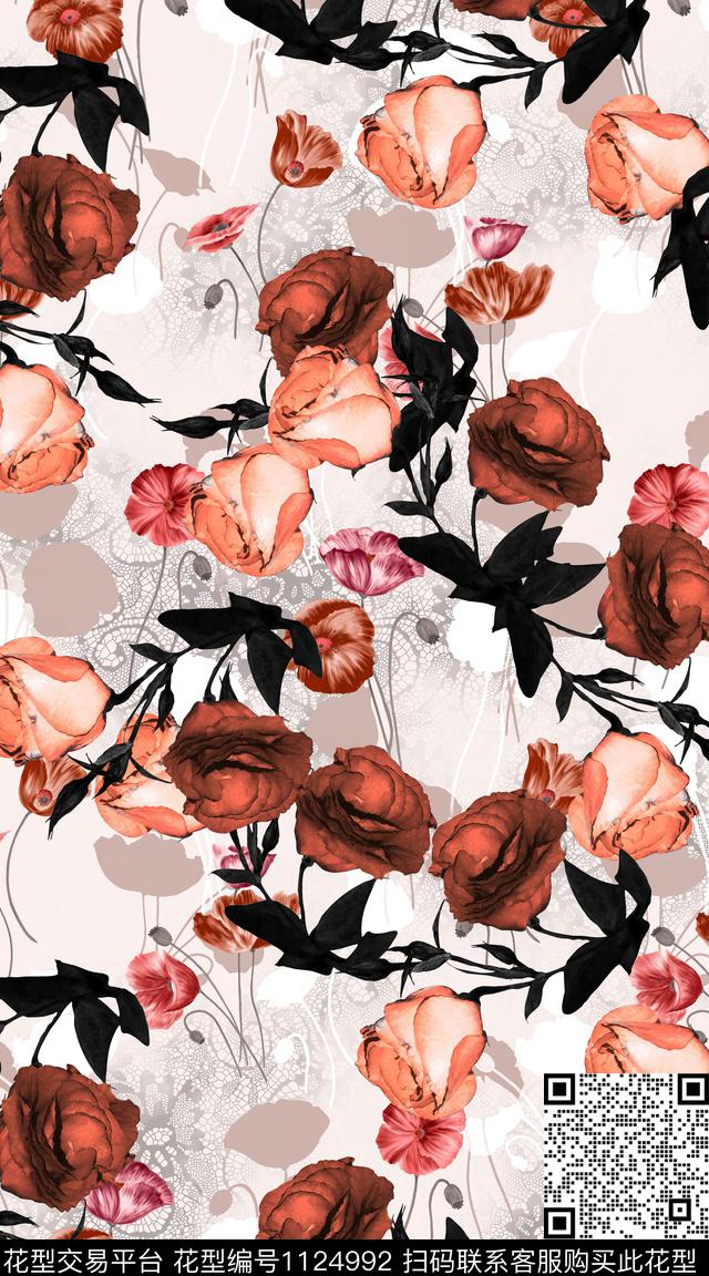 花卉数码华亿平台抽象数码印花华亿平台下载（图片编号: 1124992） - 瓦栏（Walan）
