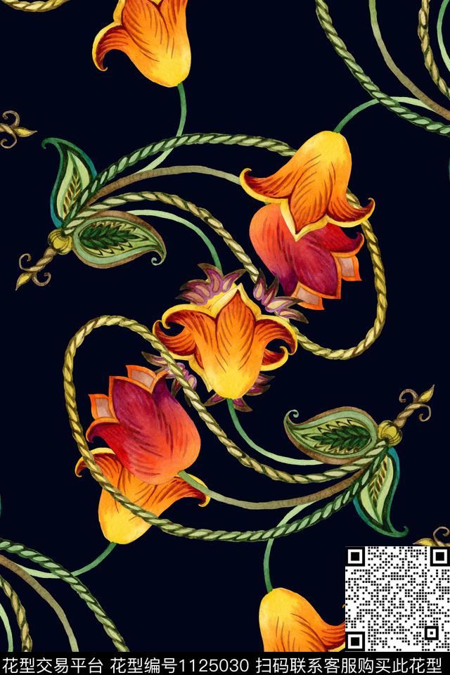 花卉女装满版散花数码印花华亿平台下载（图片编号: 1125030） - 瓦栏（Walan）