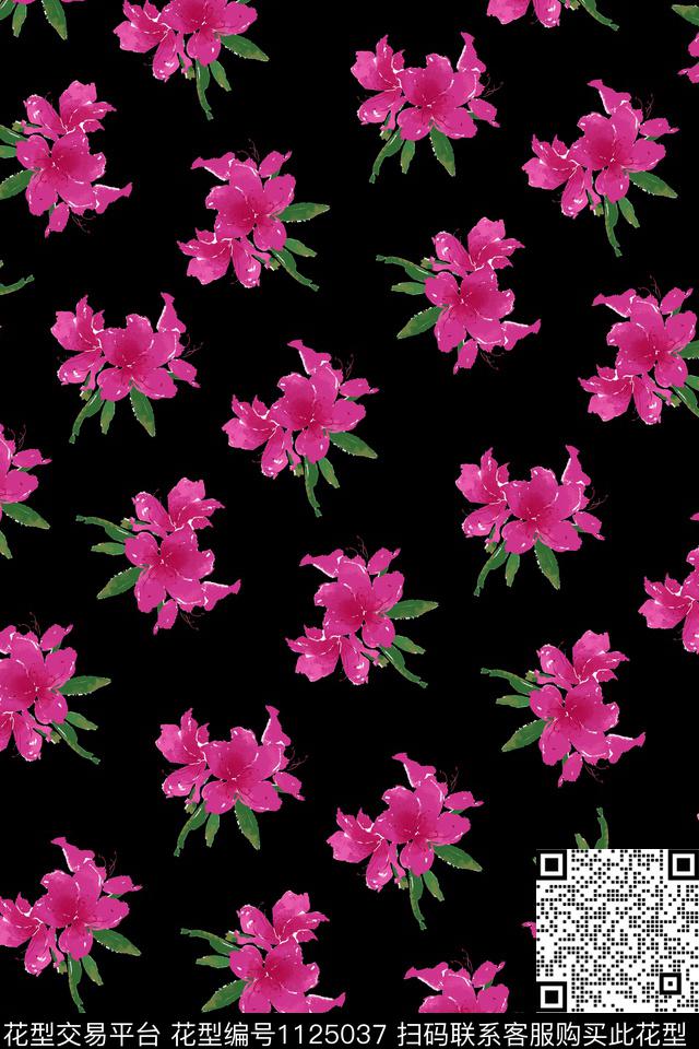 花卉大花淑女数码印花华亿平台下载（图片编号: 1125037） - 瓦栏（Walan）