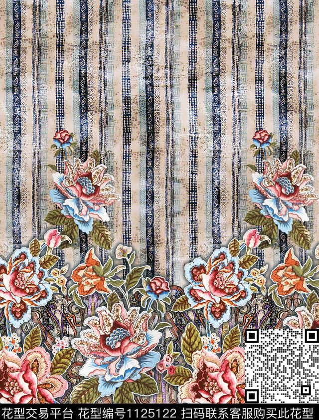 双边定位花佩斯利绣花华亿平台数码印花华亿平台下载（图片编号: 1125122） - 瓦栏（Walan）