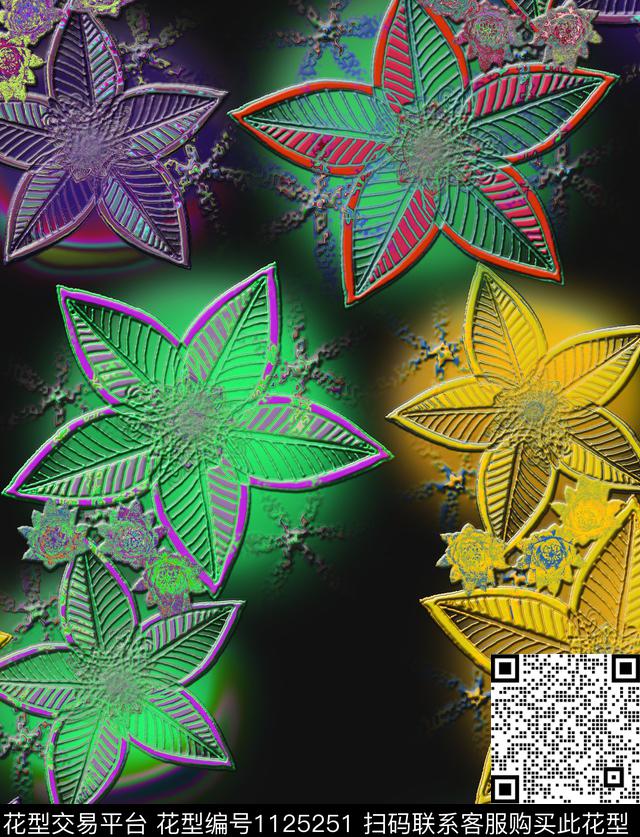 花卉混合拼接几何数码印花华亿平台下载（图片编号: 1125251） - 瓦栏（Walan）