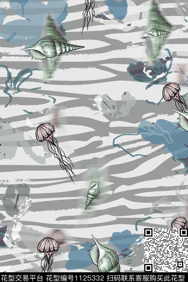 花卉航海素雅数码印花华亿平台下载（图片编号: 1125332） - 瓦栏（Walan）