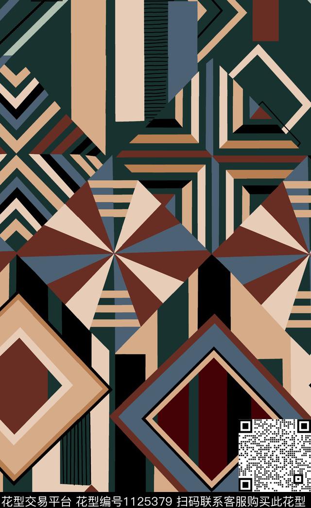 插画方巾几何男装传统印花华亿平台下载（图片编号: 1125379） - 瓦栏（Walan）