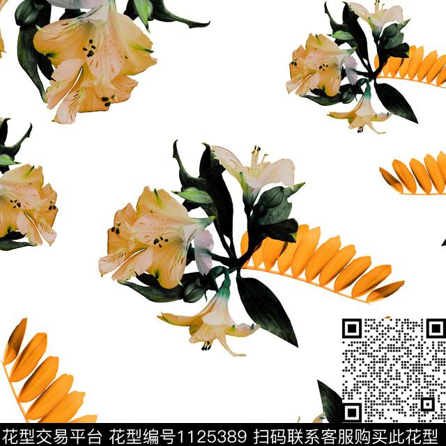 手绘花卉植物数码华亿平台传统印花华亿平台下载（图片编号: 1125389） - 瓦栏（Walan）