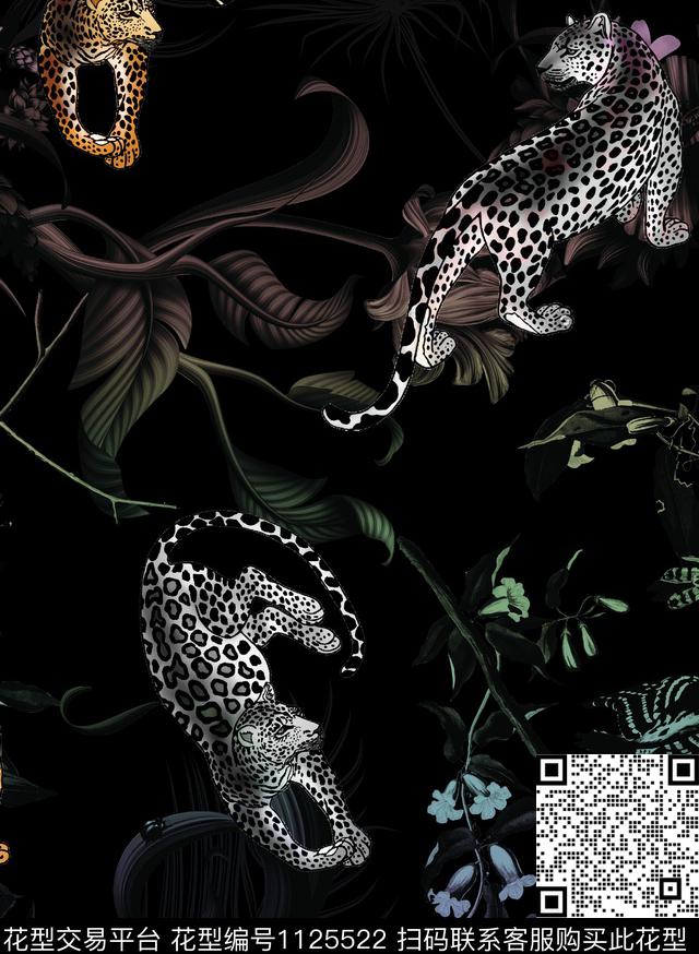 潮牌动物花卉抽象花卉数码印花华亿平台下载（图片编号: 1125522） - 瓦栏（Walan）