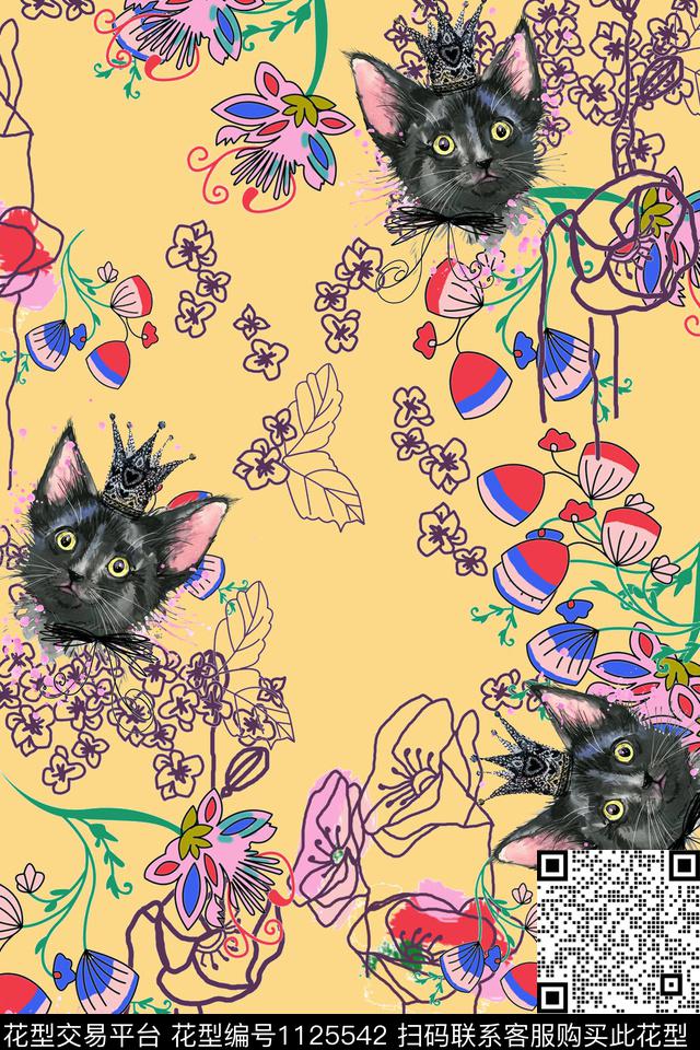 花卉女装抽象数码印花华亿平台下载（图片编号: 1125542） - 瓦栏（Walan）