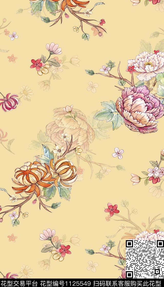 花卉女装抽象数码印花华亿平台下载（图片编号: 1125549） - 瓦栏（Walan）