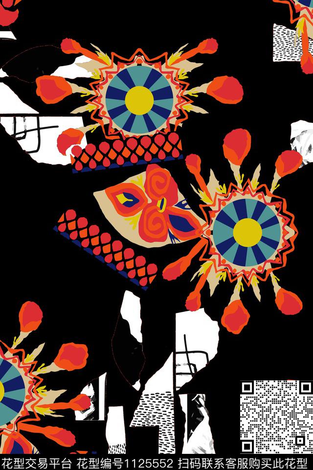 花卉女装抽象数码印花华亿平台下载（图片编号: 1125552） - 瓦栏（Walan）