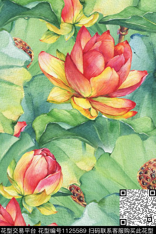 花卉女装抽象数码印花华亿平台下载（图片编号: 1125589） - 瓦栏（Walan）