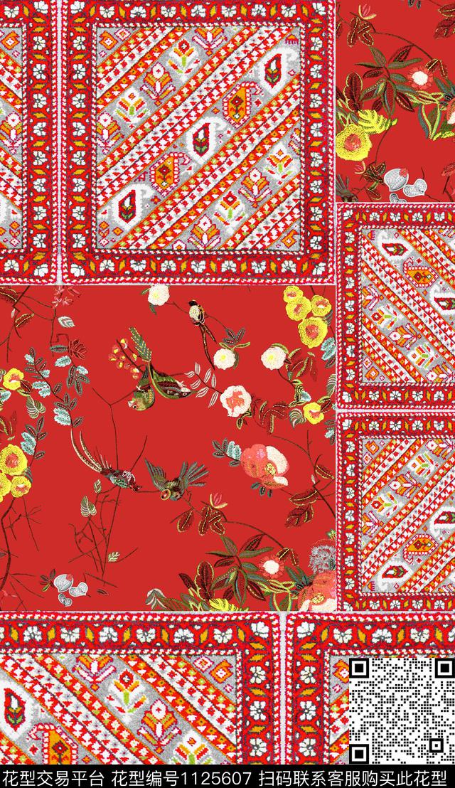 数码华亿平台民族风定位花数码印花华亿平台下载（图片编号: 1125607） - 瓦栏（Walan）
