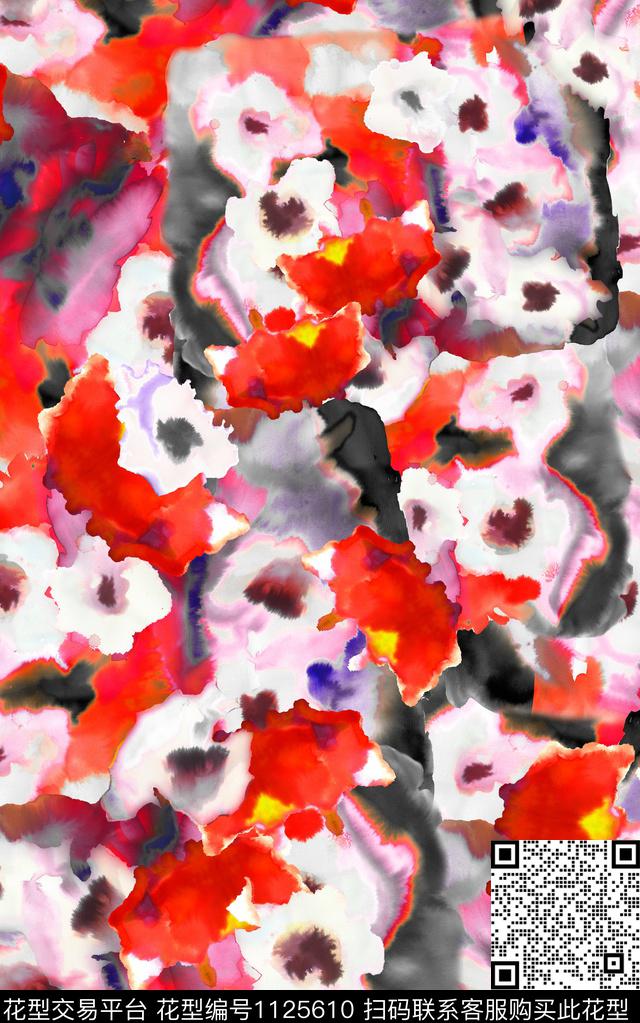 水彩抽象传统华亿平台数码印花华亿平台下载（图片编号: 1125610） - 瓦栏（Walan）