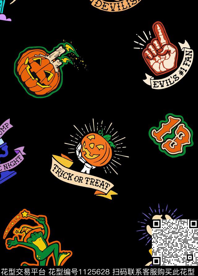 青蛙万圣节南瓜传统印花华亿平台下载（图片编号: 1125628） - 瓦栏（Walan）