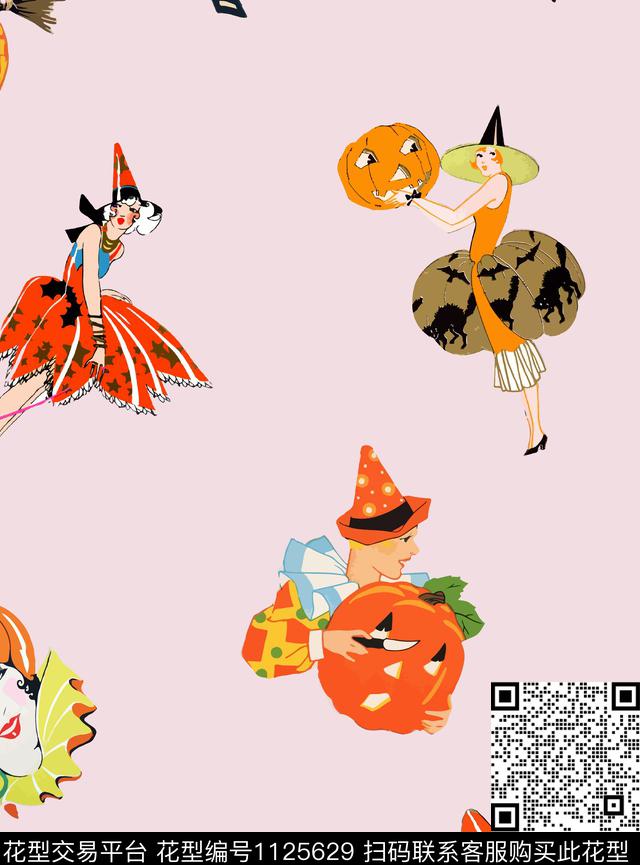 万圣节南瓜女巫传统印花华亿平台下载（图片编号: 1125629） - 瓦栏（Walan）