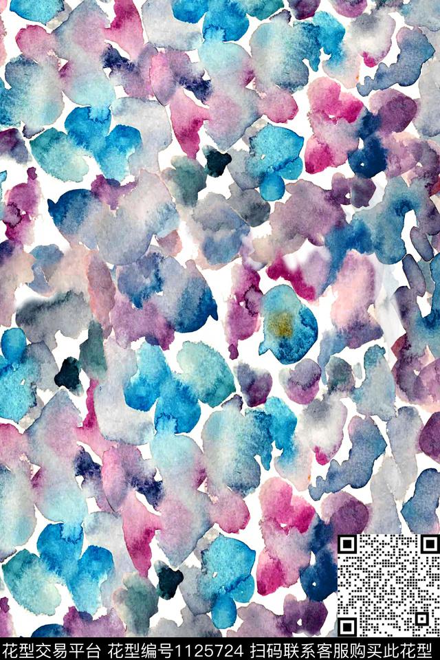 水彩泼墨女装数码印花华亿平台下载（图片编号: 1125724） - 瓦栏（Walan）