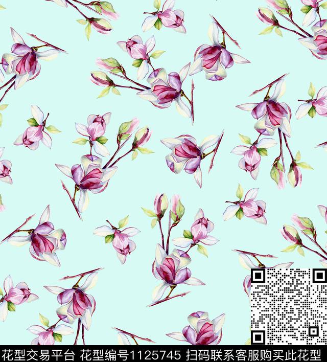 花卉散排花小碎花数码印花华亿平台下载（图片编号: 1125745） - 瓦栏（Walan）