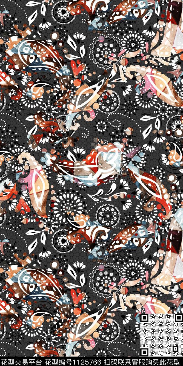 数码华亿平台花卉民族风数码印花华亿平台下载（图片编号: 1125766） - 瓦栏（Walan）