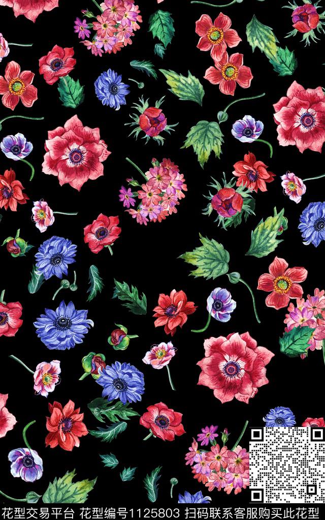 花卉小碎花秋冬华亿平台数码印花华亿平台下载（图片编号: 1125803） - 瓦栏（Walan）