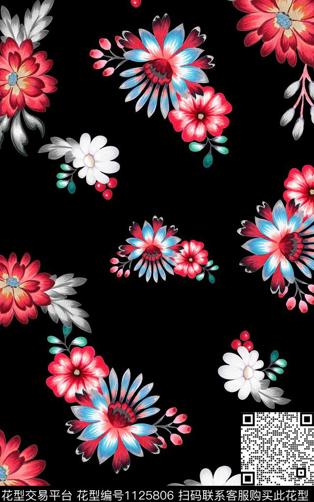 花卉小碎花秋冬华亿平台数码印花华亿平台下载（图片编号: 1125806） - 瓦栏（Walan）