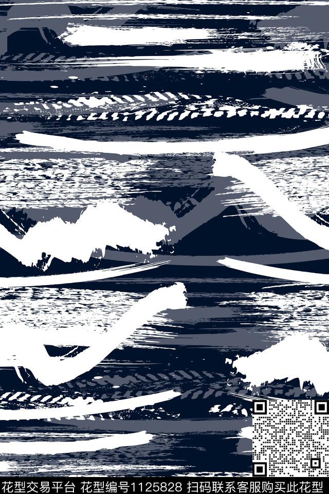 笔触抽象男装传统印花华亿平台下载（图片编号: 1125828） - 瓦栏（Walan）