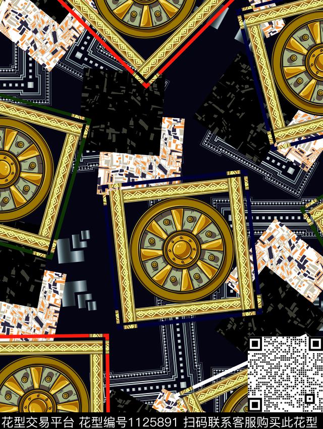 抽象男装大牌风欧洲数码印花华亿平台下载（图片编号: 1125891） - 瓦栏（Walan）