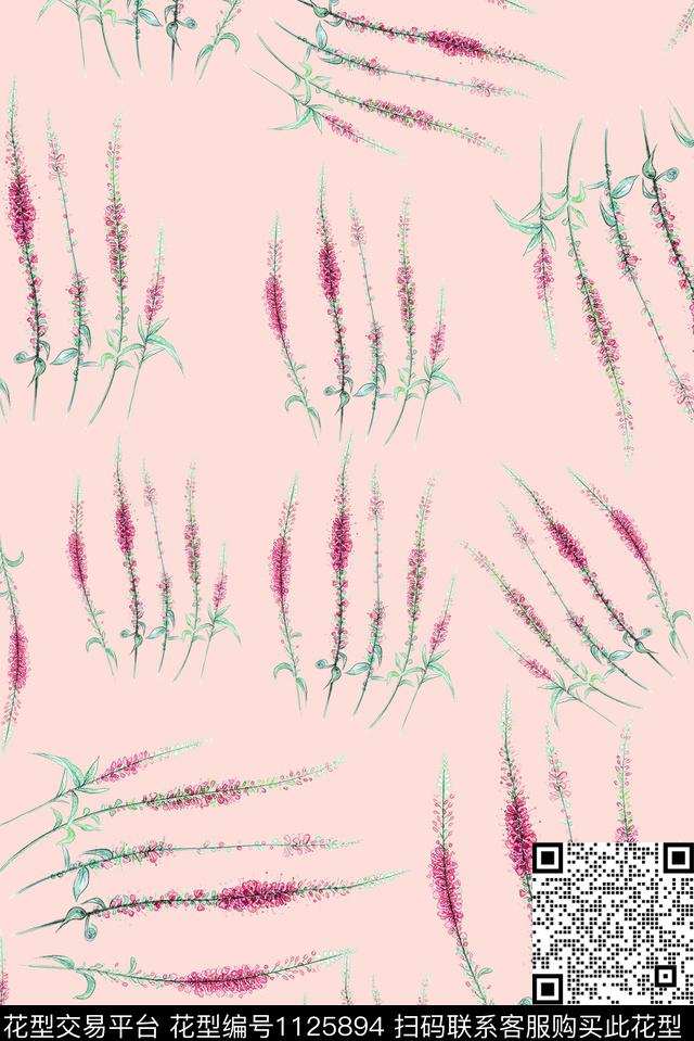 女装手绘花卉薰衣草数码印花华亿平台下载（图片编号: 1125894） - 瓦栏（Walan）