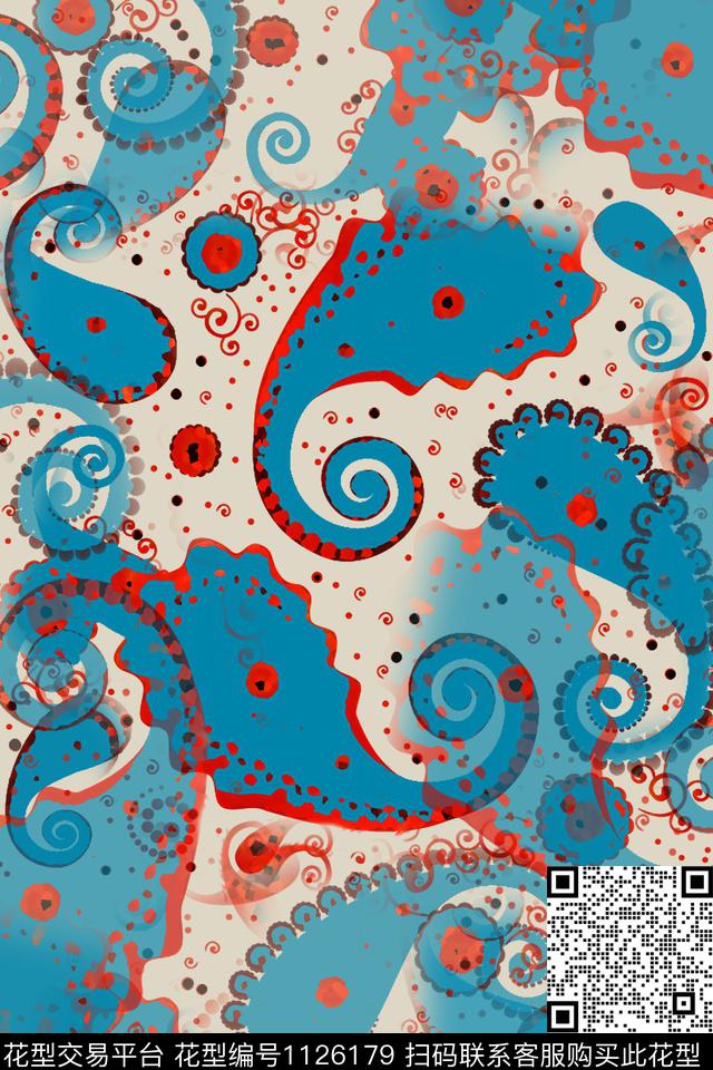 佩斯利图案佩斯利抽象数码印花华亿平台下载（图片编号: 1126179） - 瓦栏（Walan）