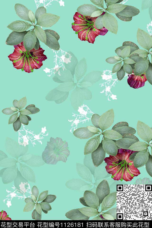 花卉抽象春夏华亿平台数码印花华亿平台下载（图片编号: 1126181） - 瓦栏（Walan）