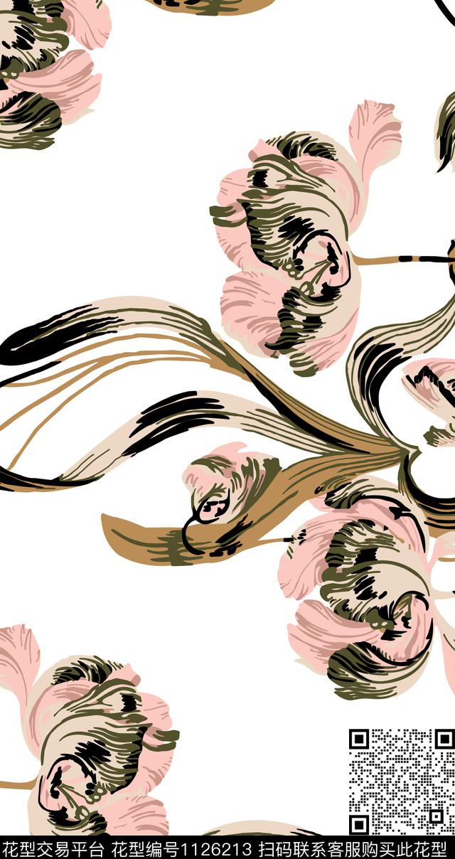 几何插画花卉传统印花华亿平台下载（图片编号: 1126213） - 瓦栏（Walan）