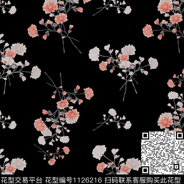 手绘花卉春夏华亿平台风格化花卉传统印花华亿平台下载（图片编号: 1126216） - 瓦栏（Walan）