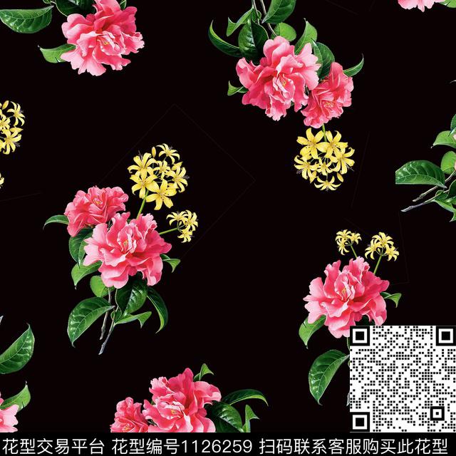 花卉热带华亿平台清爽底花卉传统印花华亿平台下载（图片编号: 1126259） - 瓦栏（Walan）