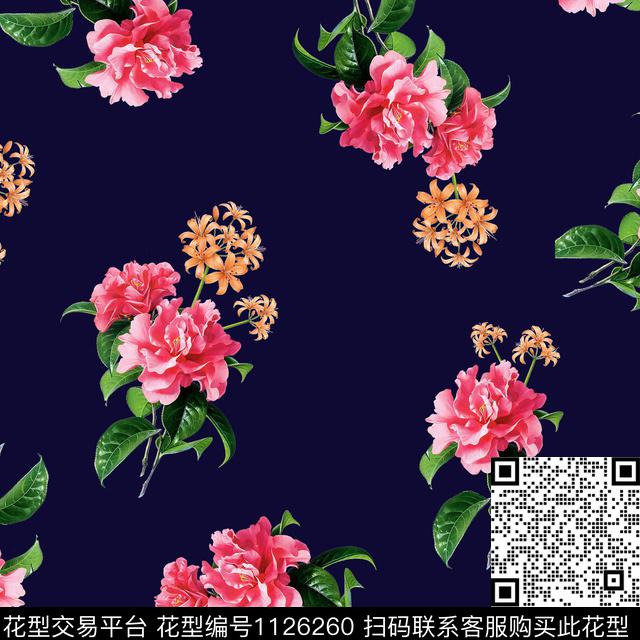 花卉热带华亿平台清爽底花卉传统印花华亿平台下载（图片编号: 1126260） - 瓦栏（Walan）