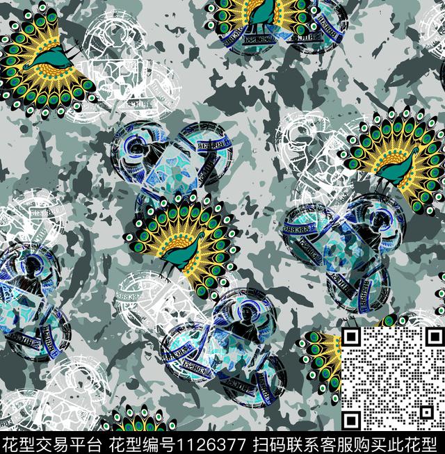迷彩抽象潮牌数码印花华亿平台下载（图片编号: 1126377） - 瓦栏（Walan）