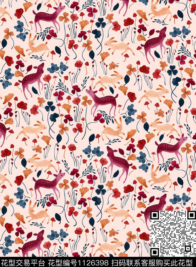 小碎花清爽底花卉数码印花华亿平台下载（图片编号: 1126398） - 瓦栏（Walan）