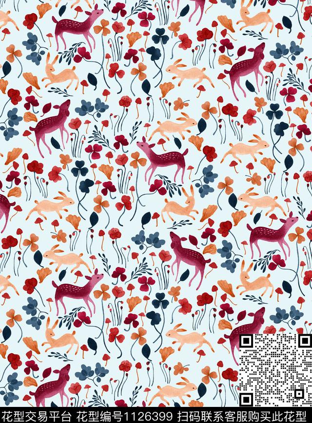 小碎花清爽底花卉大牌风数码印花华亿平台下载（图片编号: 1126399） - 瓦栏（Walan）