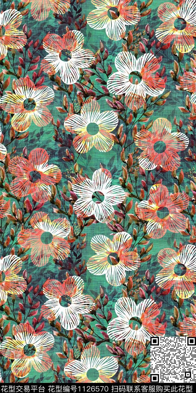 数码华亿平台花卉民族风数码印花华亿平台下载（图片编号: 1126570） - 瓦栏（Walan）