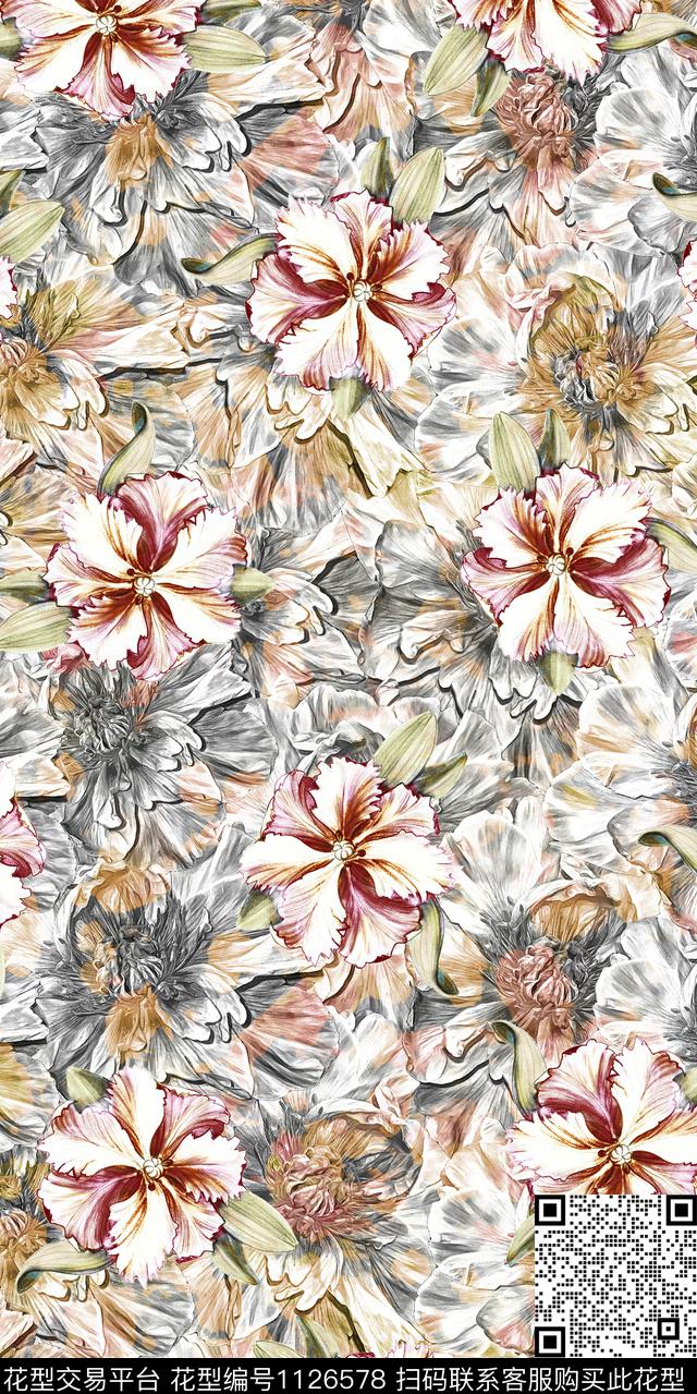 数码华亿平台花卉民族风数码印花华亿平台下载（图片编号: 1126578） - 瓦栏（Walan）