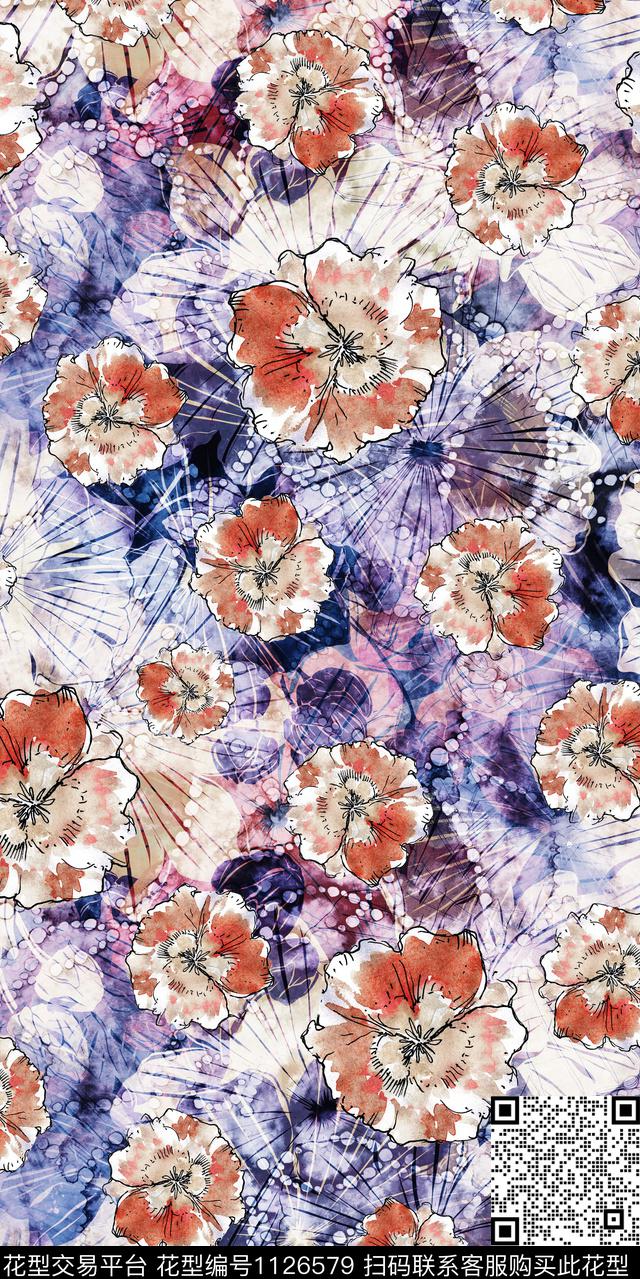 数码华亿平台花卉民族风数码印花华亿平台下载（图片编号: 1126579） - 瓦栏（Walan）