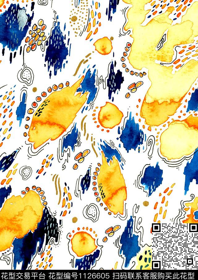 手绘ARMANI抽象数码印花华亿平台下载（图片编号: 1126605） - 瓦栏（Walan）