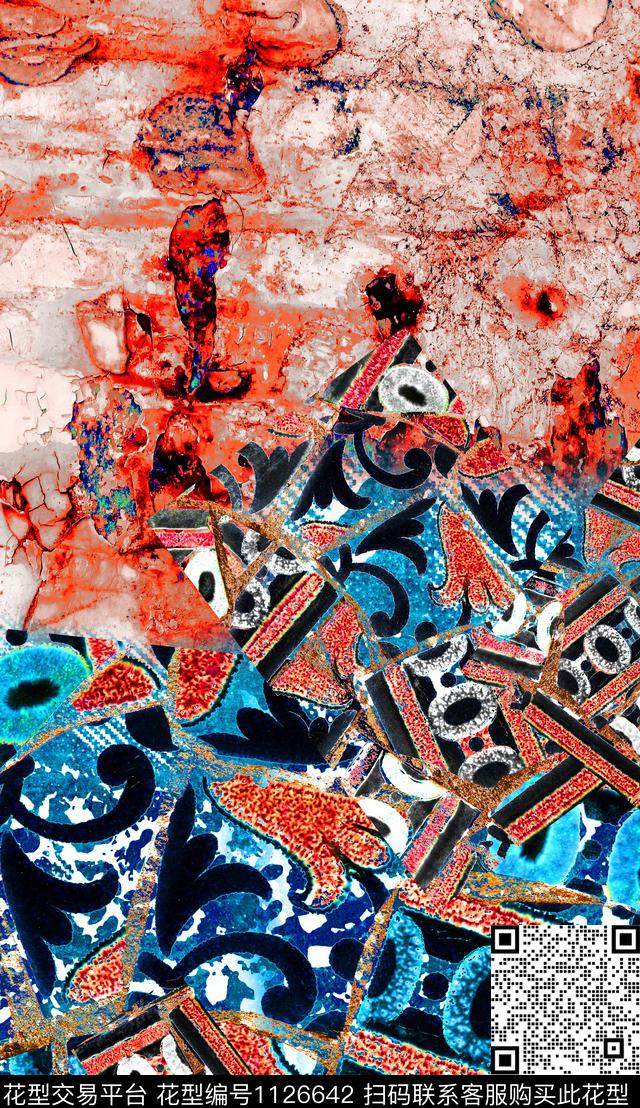 笔触民族风定位花数码印花华亿平台下载（图片编号: 1126642） - 瓦栏（Walan）