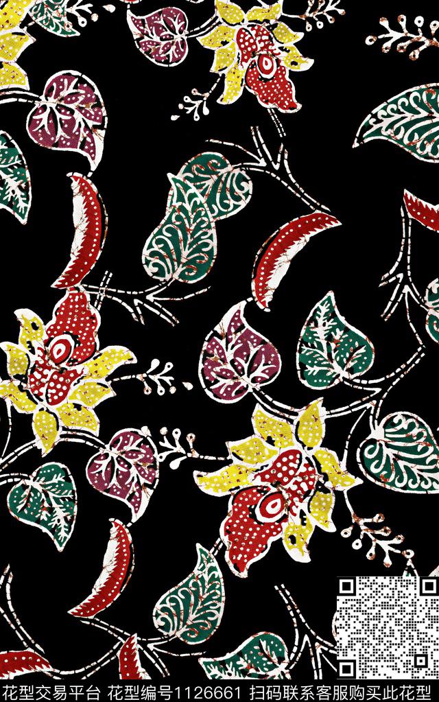 深圳线条花卉秋冬华亿平台数码印花华亿平台下载（图片编号: 1126661） - 瓦栏（Walan）