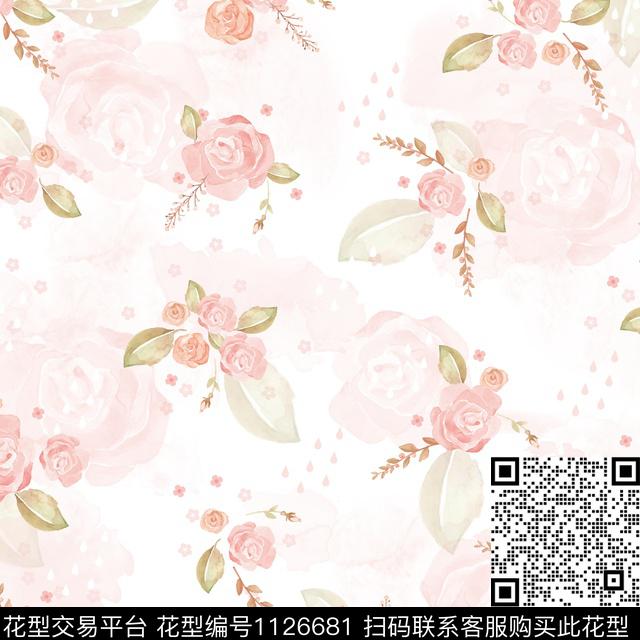 小碎花白底花水彩花卉数码印花华亿平台下载（图片编号: 1126681） - 瓦栏（Walan）