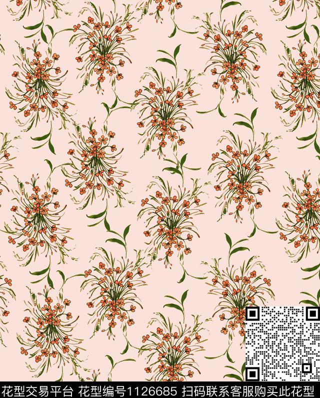 小碎花大牌风植物传统印花华亿平台下载（图片编号: 1126685） - 瓦栏（Walan）