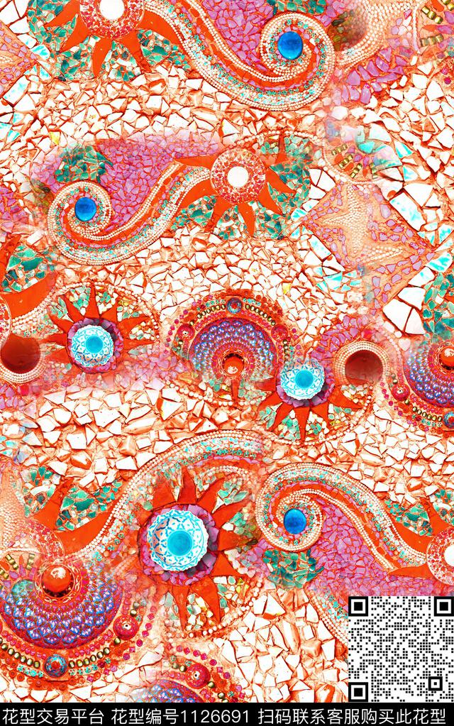 肌理民族风3D立体数码印花华亿平台下载（图片编号: 1126691） - 瓦栏（Walan）